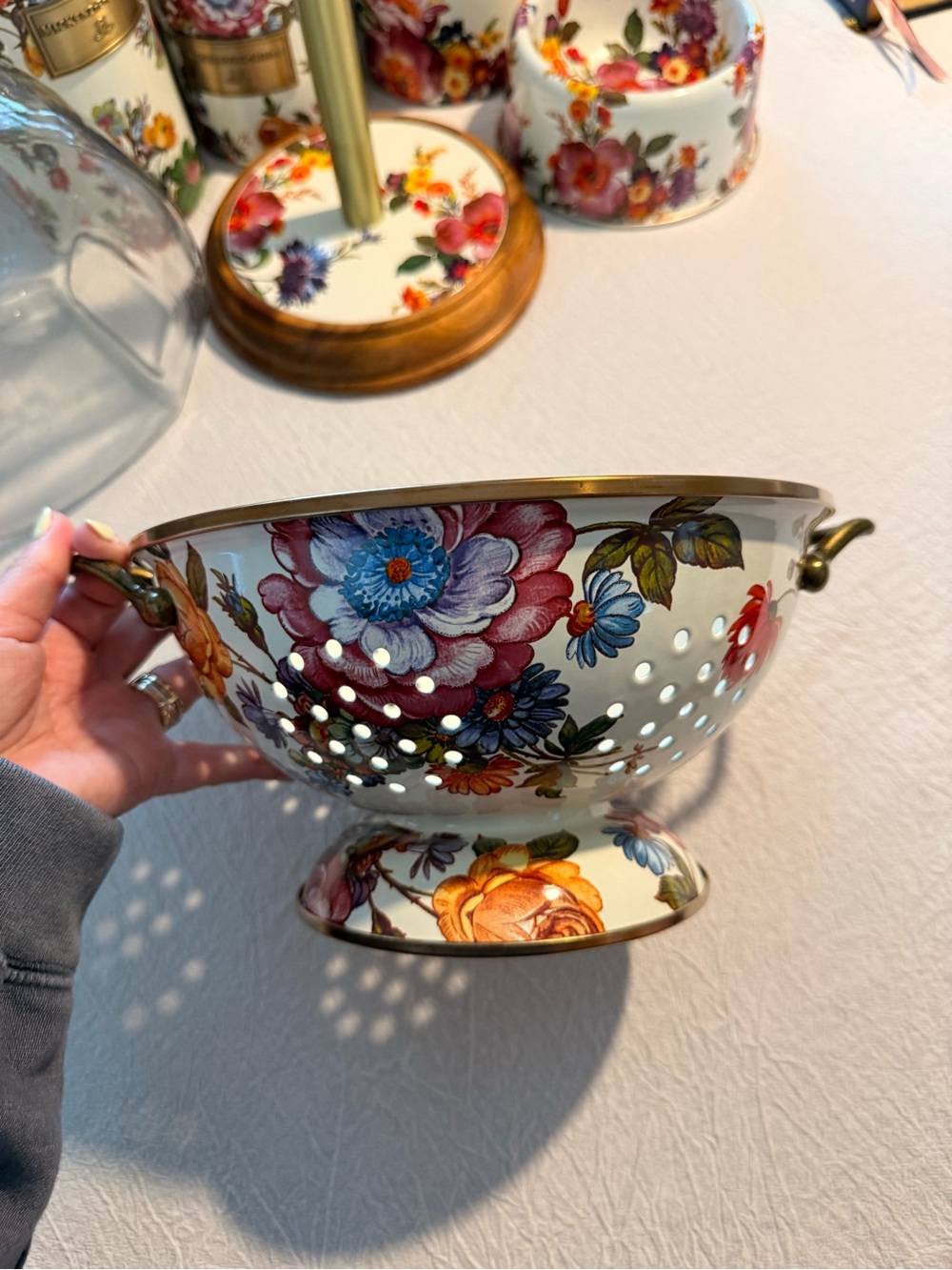 Mackenzie Childs Floral Marker Colander